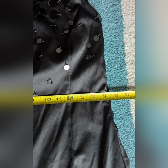 H&M Black Sequin Satin Dress Y2K Style - Picture 9 of 15